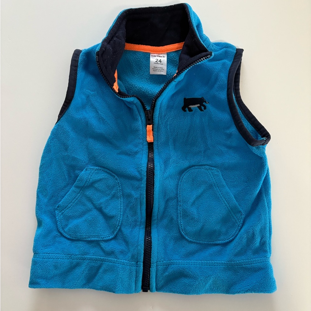 Carter’s blue fleece vest 24m toddler baby